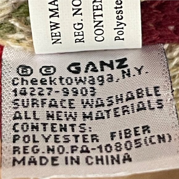 GANZ Vintage Holiday Knit MacMerry Christmas Zigzag Sweater Bear Plush 8.25" - Picture 6 of 11